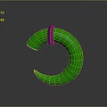 Stylish Green Crescent Shaped Clothing Accessory With Black Ring Accent Detail