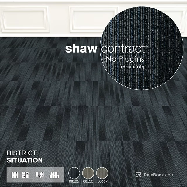 Shaw Contract District Situation Dark Square Carpet With Striped Pattern Design 3d model 