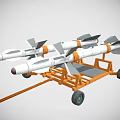 Military Missiles With White Bodies And Orange Components Mounted On Trailer
