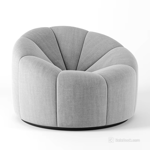 Stylish Gray Single Sofa With Modern Rounded Shape And Fabric Upholstery 3d model