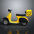 Yellow Scooter With Rear Delivery Box Black Seat And Compact Design