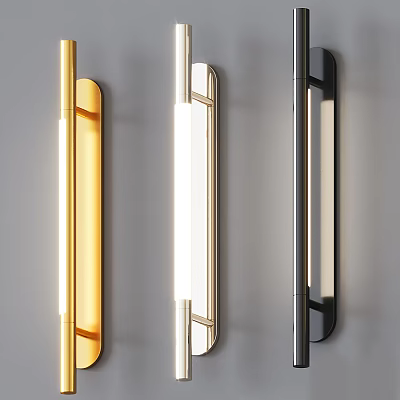 Modern Wall Lamps In Gold Silver Black Finishes With Vertical Illuminated Design 3d model