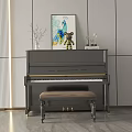 Elegant Black Piano With Peacock Painting And Decorative Items In Modern Interior