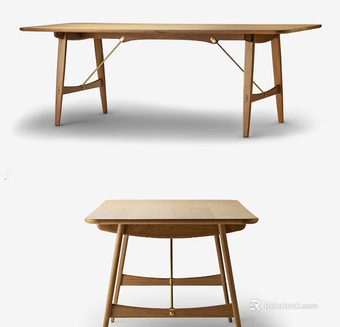 Wooden Dining Table With Modern Minimalist Design And Elegant Table Leg Structure 3d model