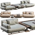 Modern Modular Sectional Sofa With Leather Upholstery Neutral Beige Pillows And Wooden Frame