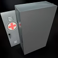 Open Metal Medical Equipment Cabinet with First Aid Kit Instrument Case and Bottles