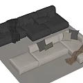 Modern double sofa multiplayer sofa corner sofa 3d model