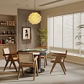 Modern Hotel Mahjong Room Interior Design With Mahjong Table Wooden Chairs And Green Plants