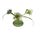 Elegant Green Glass Vase With Spiky Flowers And Grassy Stems Arrangement