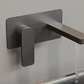 Modern Wall Mounted Faucet With Water Flowing Into Sink And Sleek Design