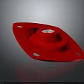 Red Square Hardware Tool with Central Silver Hole and Four Corner Holes