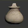 Handcrafted Clay Sculptural Carving Vessel With Cracked Surface And Curved Spout