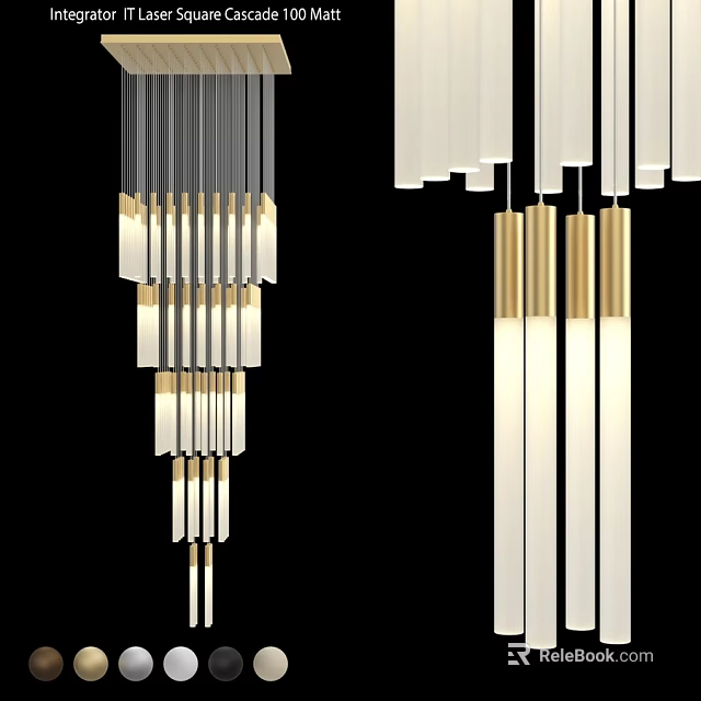 Layered Modern Chandelier With Vertical Stripes In Black White And Gold 3d model 