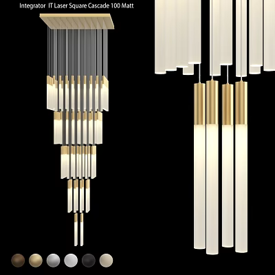 Layered Modern Chandelier With Vertical Stripes In Black White And Gold 3d model
