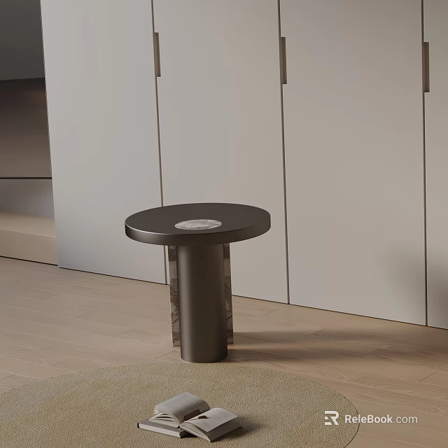 Modern Minimalist Round Side Table With Metal Base And Smooth Top 3d model