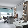 Modern Office Interior Design With Conference Table Rolling Chairs Large Windows And Bright Lighting 3d model