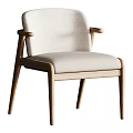 Comfortable Modern Leisure Chair With Wooden Frame And Soft Beige Cushion Design