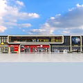 Modern Commercial Street Design With Shops Blue Sky And Open Plaza