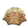 Curved Wooden Pergola Design In Green Grassland With Trees And Natural Landscape