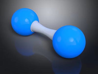Blue Dumbbell As Daily Living Supply With Smooth Blue Balls And White Handle 3d model