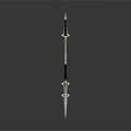 Two Elegant Swords With Golden Guards Black Handles And Sharp Blades