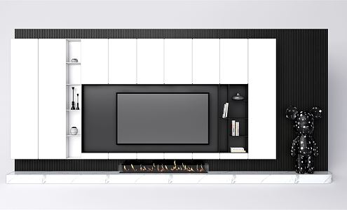 Modern TV background wall 3d model