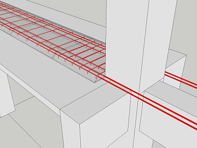 Red Steel Reinforcement Bars In Concrete Structural Building Framework 3d model