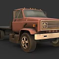 Vintage Red Brown Flatbed Truck With Classic Front Grille And Headlights