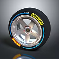 Pirelli Vitality Tire with Silver Five Spoke Wheel Blue Trim and Yellow Label