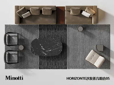 Modern Luxury Sofa And Coffee Table Set With Marble Top And Soft Cushions 3d model