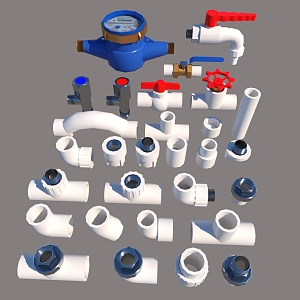 Modern water pipe water supply pipe fittings 3d model