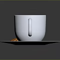 Hot Beverage Served in White Ceramic Mug with Crispy Cookie on Saucer 3d model