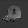 3D Rendered Ape Head Model With Textured Skin And Cigar In Mouth