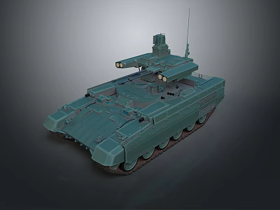 Modern Green Military Tank With Turret Cannon And Antenna 3D Render 3d model