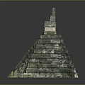 Ancient Pyramid Structure With Stepped Levels And Stone Temple Architecture