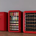 Red SMEG Refrigerator Beverage Cooler and Wine Storage Units in Modern Interior 3d model