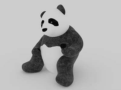Panda Plush Doll With Sitting Posture And Black White Color Design 3d model