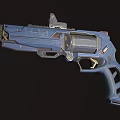 Blue H10 Sci Fi Pistol With Tactical Sight And Ergonomic Grip Details