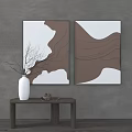 Modern Abstract Brown White Wall Art With Vase Branches On Table 3d model