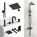 Black Modern Bathroom Faucet With Shower Head And Matching Taps Accessories