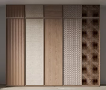 Bone Line Wardrobe Door Panel Combination Rattan Wardrobe Door Panel Middle Ancient Wardrobe Log Wardrobe 3d model
