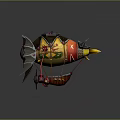 Colorful Decorative Airship Model With Yellow Red Patterns Dragon Wings And Cabin