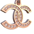 Luxury Rose Gold Jewelry Necklace With Double C Shaped Diamond Studded Pendant
