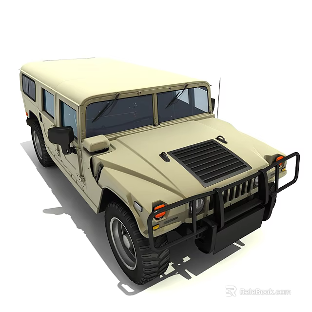 Beige Off Road Utility Vehicle With Sturdy Design Front Grille Guard And Large Tires 3d model 