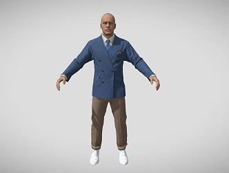 modern character realistic man bald man suit foreigner european game character male character mature male 3d model