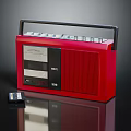 Vintage Red Radio With Cassette Tape Portable Design And Front Panel Controls