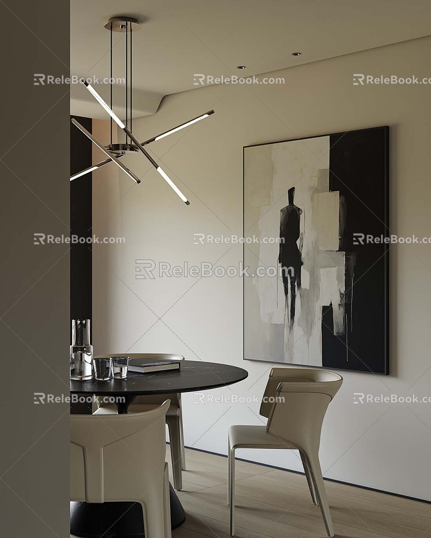 Modern Dining Table and Chair 3d model