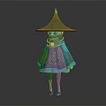 Mystical Wizard Character With Tall Pointed Hat Blue Gold Cloak And Glowing Blue Eyes