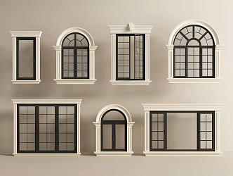 European-style windows, simple European windows, French windows, floor-to-ceiling windows, bay windows, casement windows 3d model