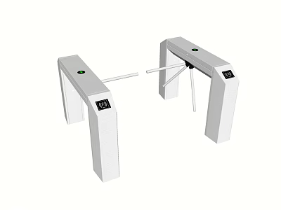 Public Facility White Turnstile with Display Screen and Green Indicator Light for Access Control 3d model